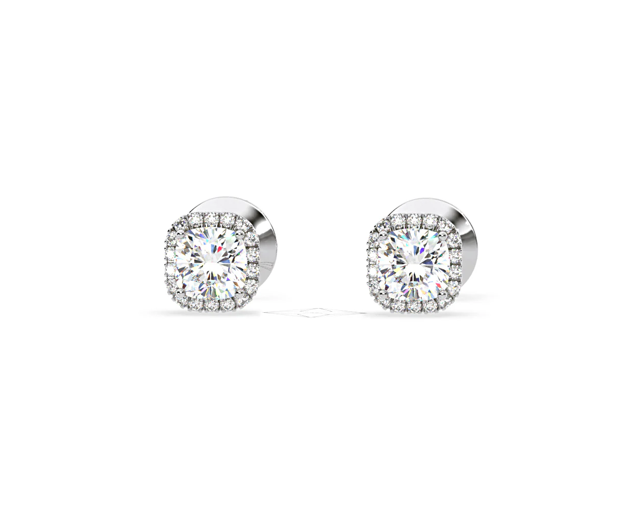Beatrice Cushion Cut Lab Diamond Halo Earrings 1.30ct in 18K White Gold F/VS1 - Image 8