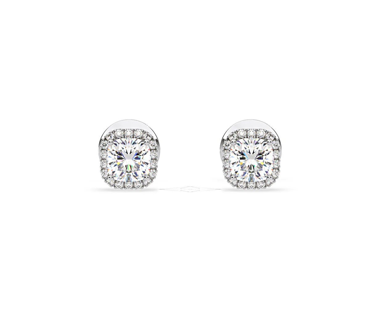 Beatrice Cushion Cut Lab Diamond Halo Earrings 1.30ct in 18K White Gold F/VS1 - Image 86