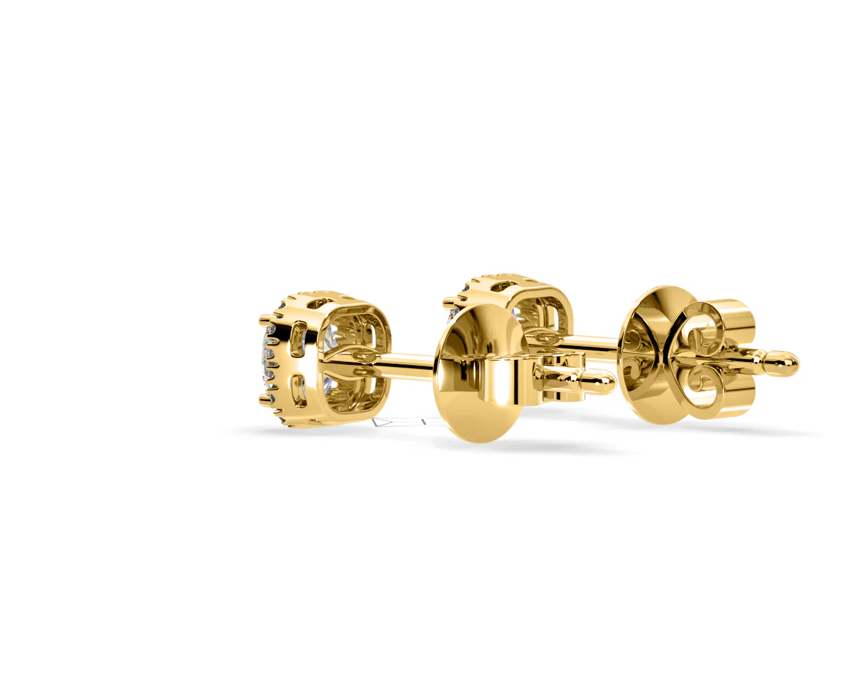 Beatrice Cushion Cut Lab Diamond Halo Earrings 1.30ct in 18K Yellow Gold F/VS1 - Image 36