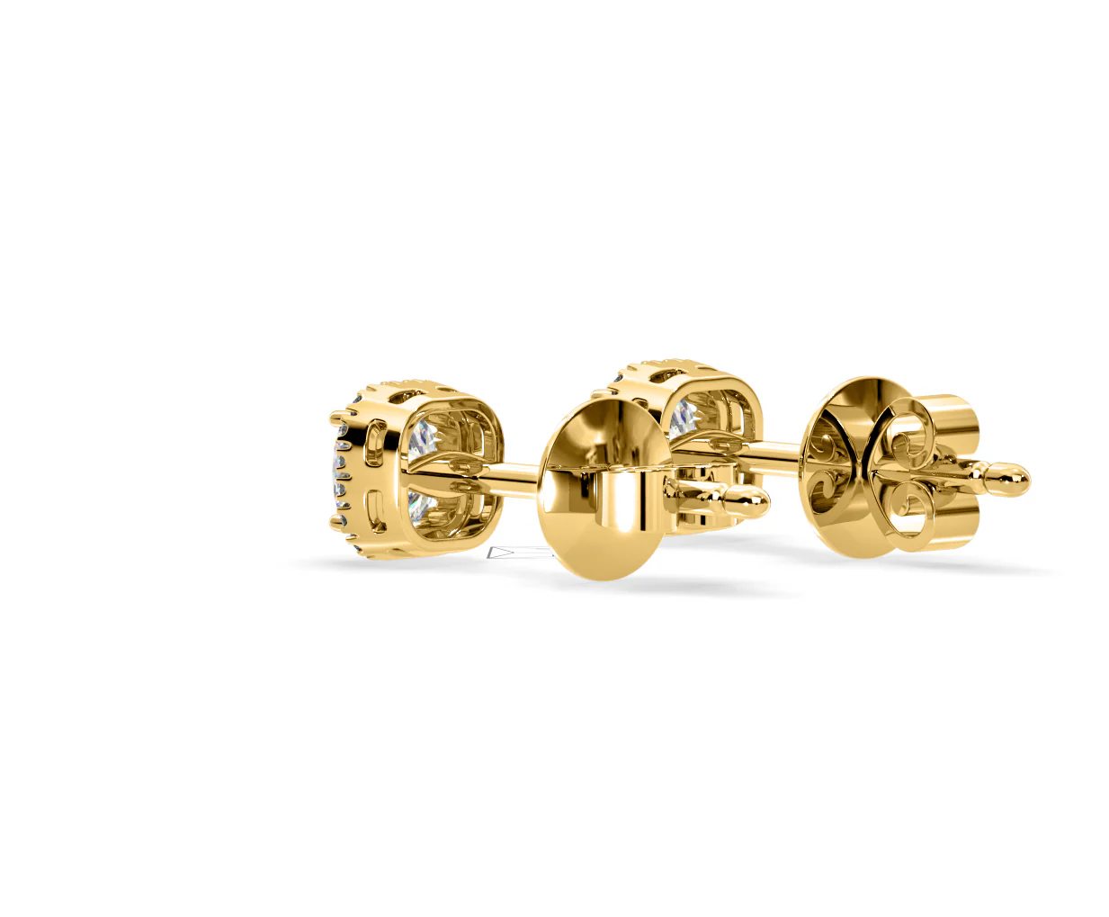 Beatrice Cushion Cut Lab Diamond Halo Earrings 1.30ct in 18K Yellow Gold F/VS1 - Image 37