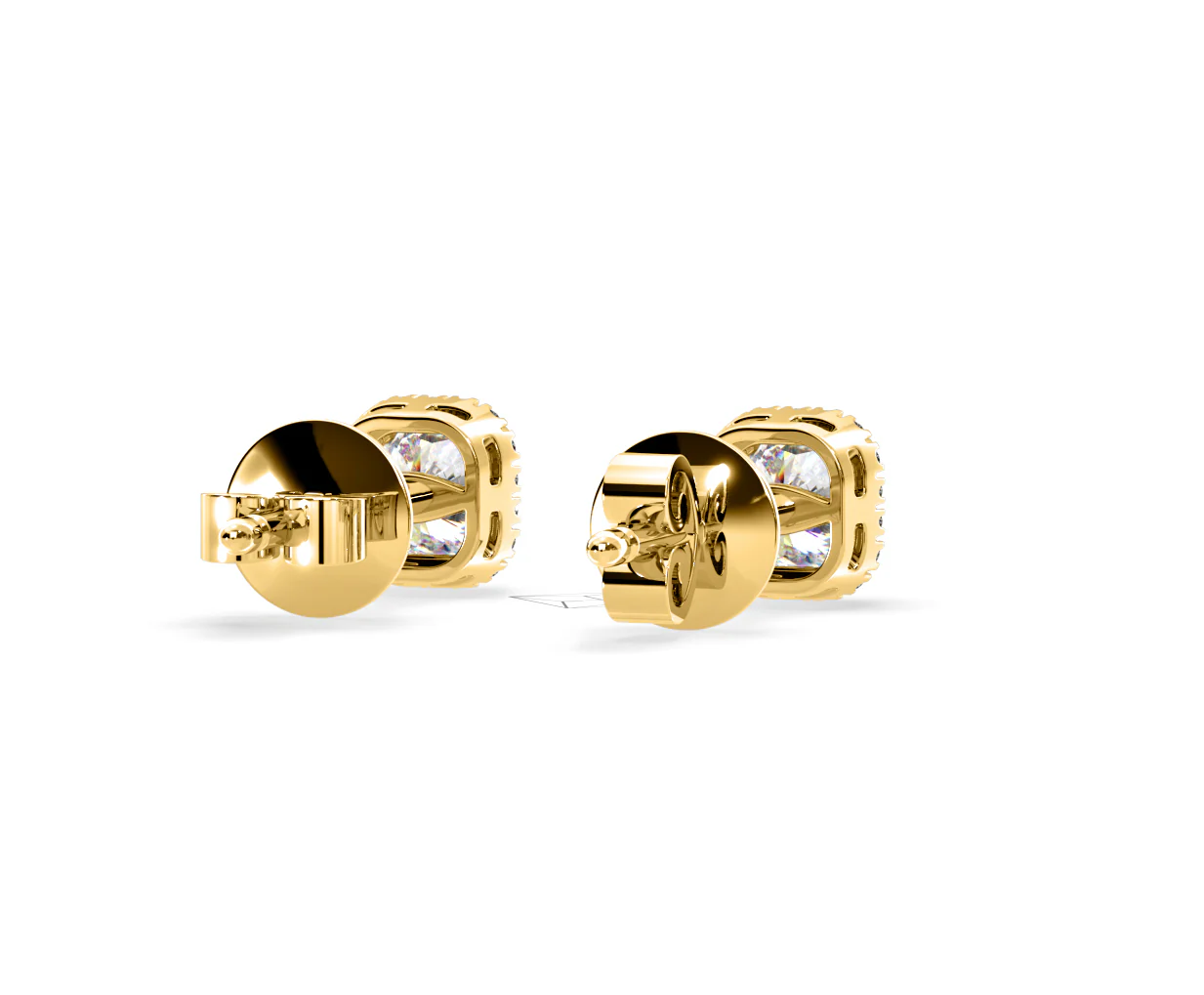 Beatrice Cushion Cut Lab Diamond Halo Earrings 1.30ct in 18K Yellow Gold F/VS1 - Image 51