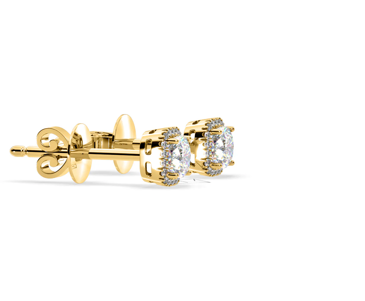 Beatrice Cushion Cut Lab Diamond Halo Earrings 1.30ct in 18K Yellow Gold F/VS1 - Image 71