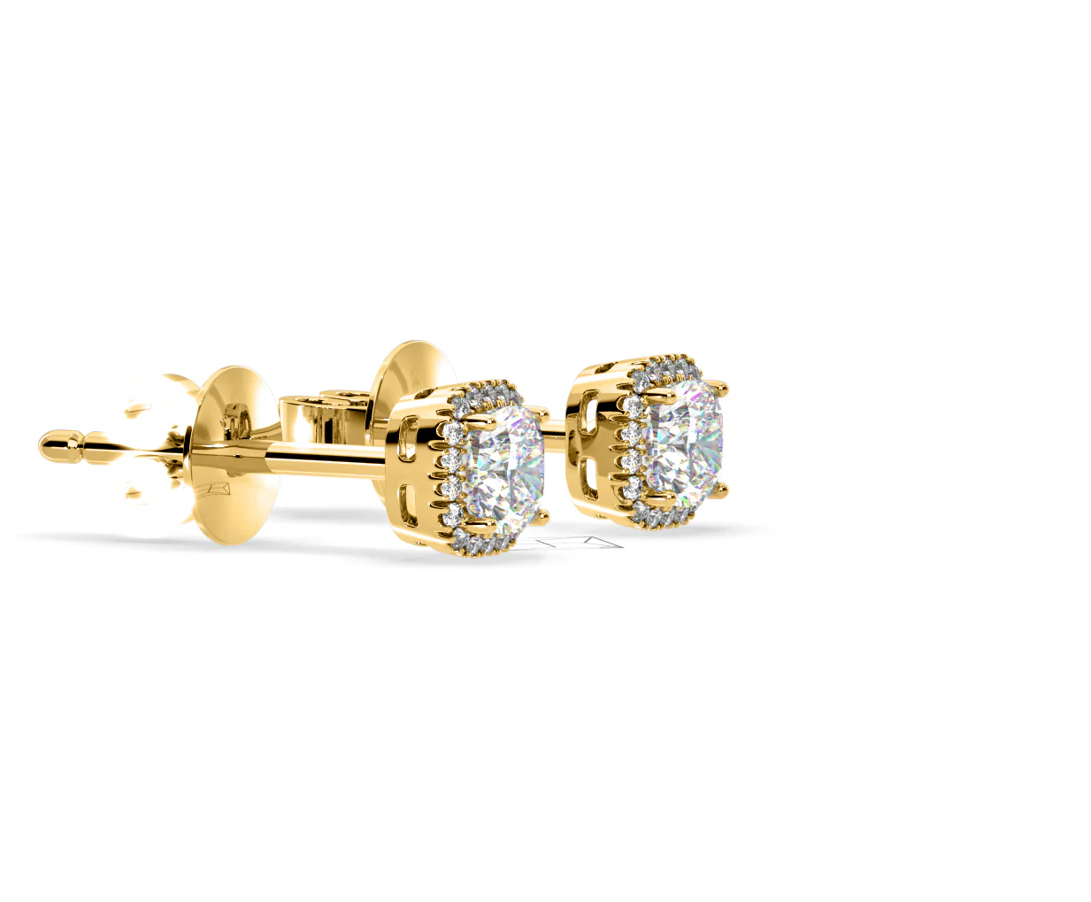 Beatrice Cushion Cut Lab Diamond Halo Earrings 1.30ct in 18K Yellow Gold F/VS1 - Image 73