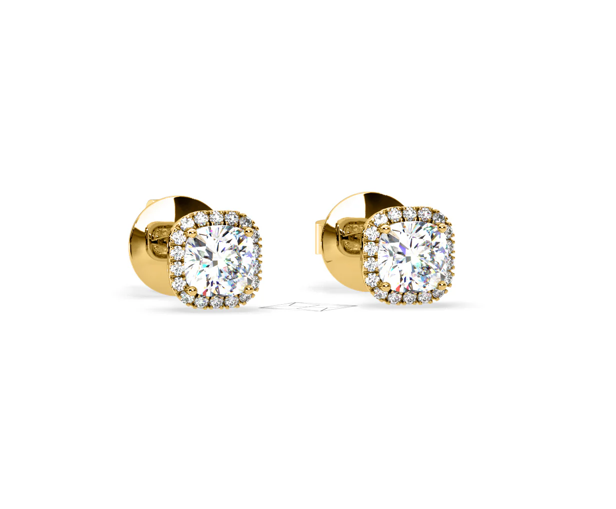 Beatrice Cushion Cut Lab Diamond Halo Earrings 1.30ct in 18K Yellow Gold F/VS1 - Image 83