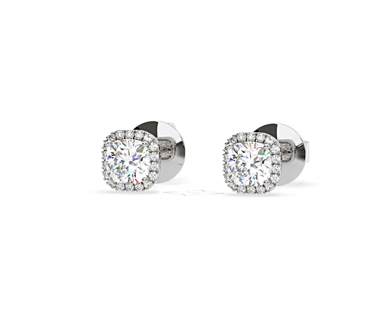 Beatrice Cushion Cut Lab Diamond Halo Earrings 2.45ct in 18K White Gold F/VS1 - Image 11