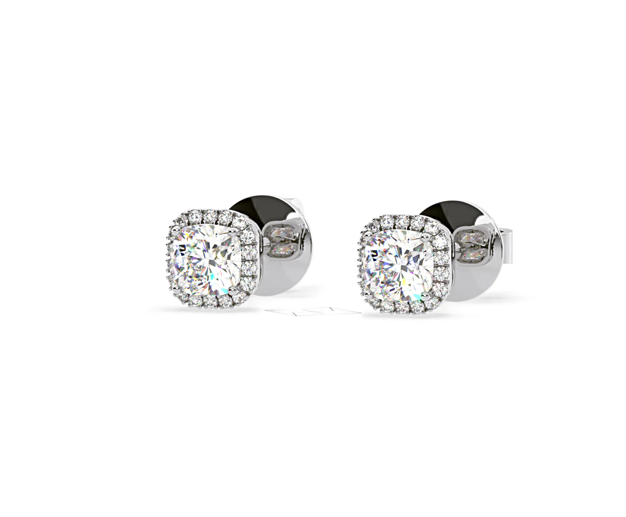 Beatrice Cushion Cut Lab Diamond Halo Earrings 2.45ct in 18K White Gold F/VS1 - Image 12