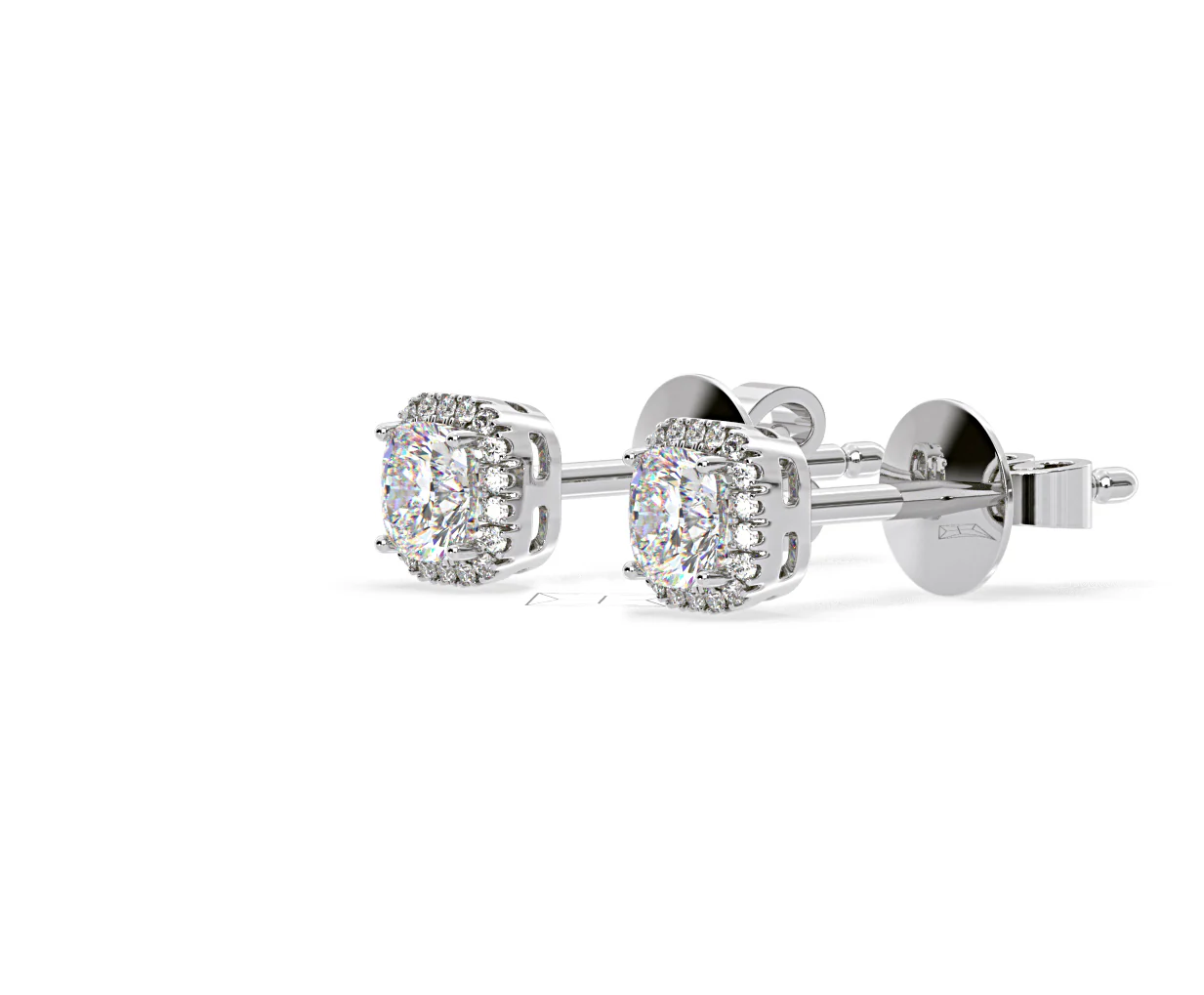 Beatrice Cushion Cut Lab Diamond Halo Earrings 2.45ct in 18K White Gold F/VS1 - Image 19