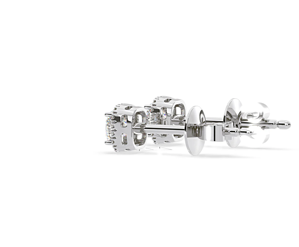 Beatrice Cushion Cut Lab Diamond Halo Earrings 2.45ct in 18K White Gold F/VS1 - Image 33