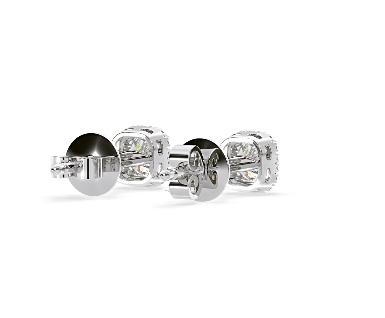 Beatrice Cushion Cut Lab Diamond Halo Earrings 2.45ct in 18K White Gold F/VS1 - Image 54