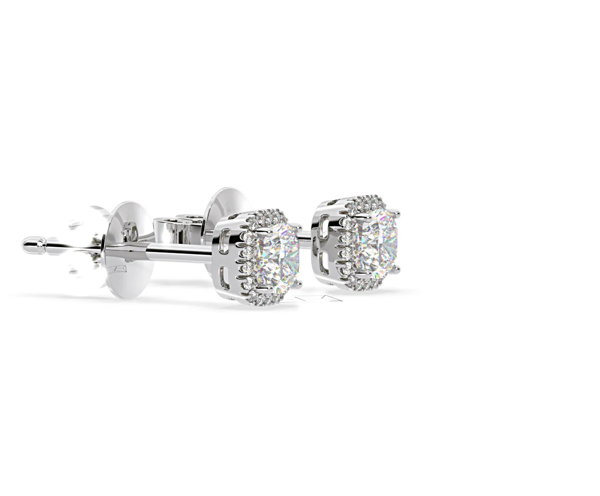Beatrice Cushion Cut Lab Diamond Halo Earrings 2.45ct in 18K White Gold F/VS1 - Image 74