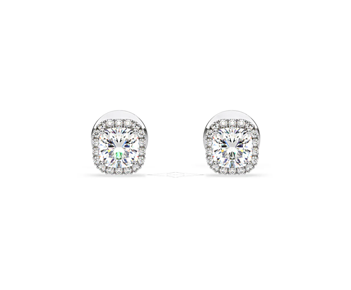 Beatrice Cushion Cut Lab Diamond Halo Earrings 2.45ct in 18K White Gold F/VS1 - Image 8