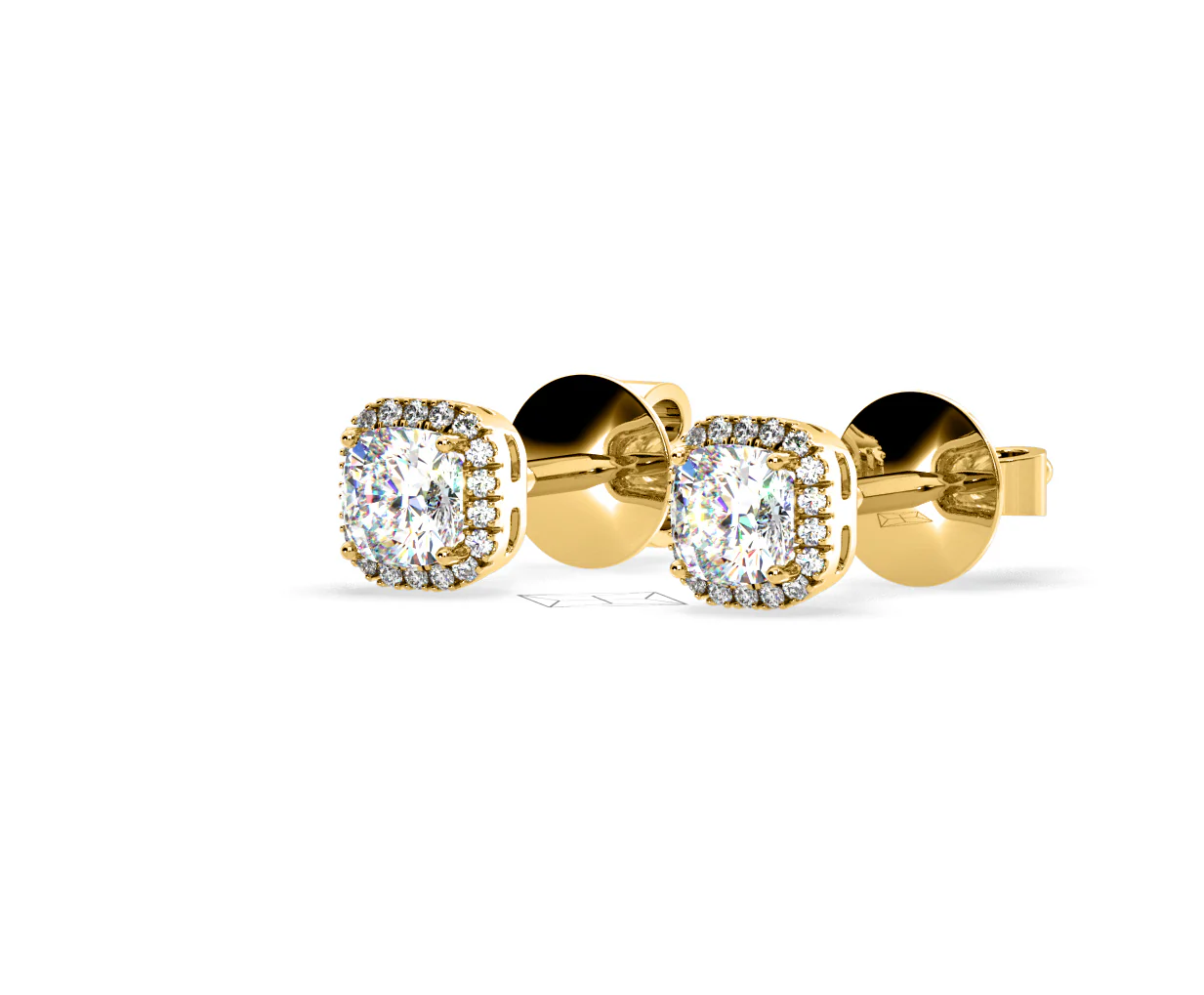 Beatrice Cushion Cut Lab Diamond Halo Earrings 2.45ct in 18K Yellow Gold F/VS1 - Image 14