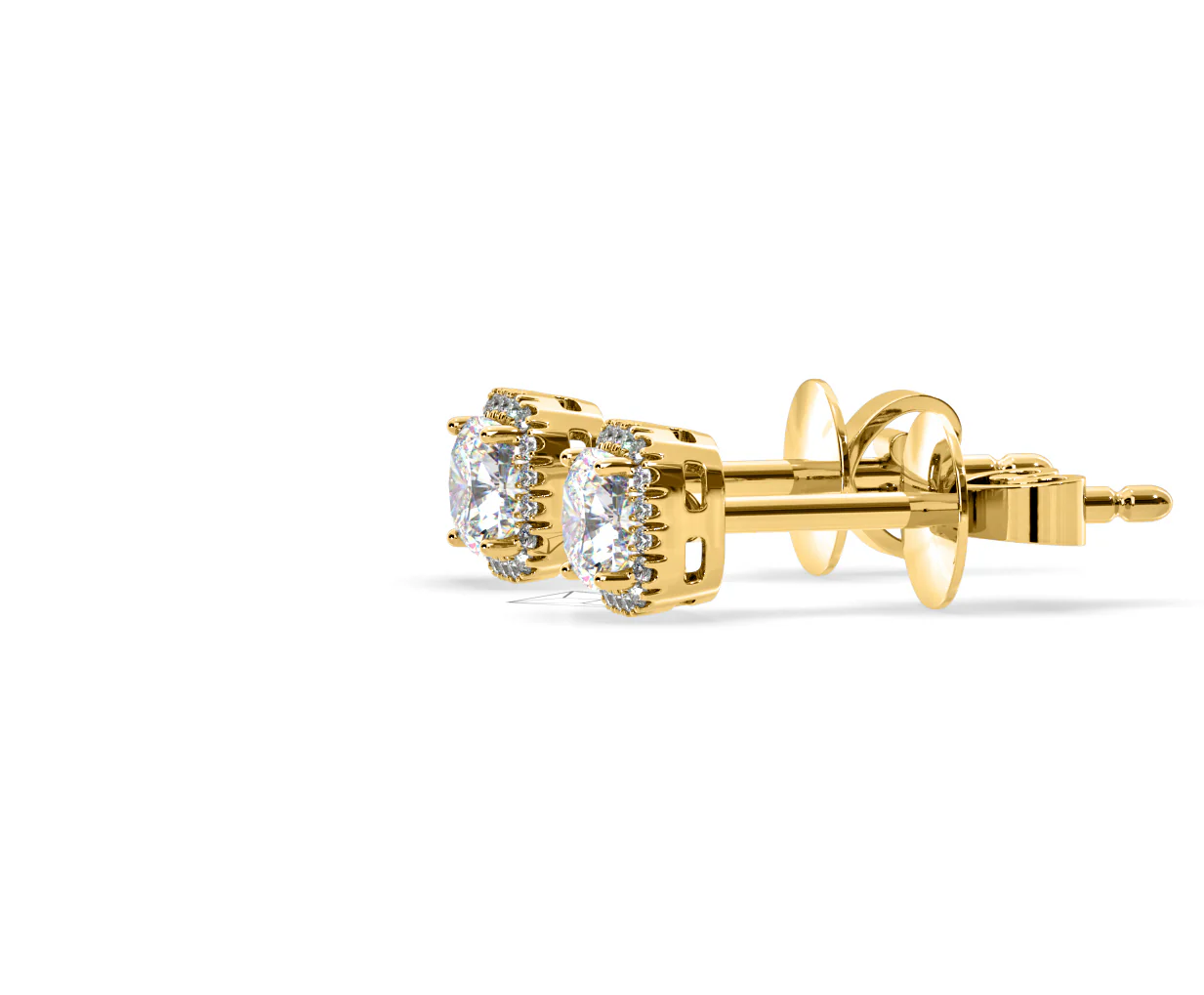 Beatrice Cushion Cut Lab Diamond Halo Earrings 2.45ct in 18K Yellow Gold F/VS1 - Image 23