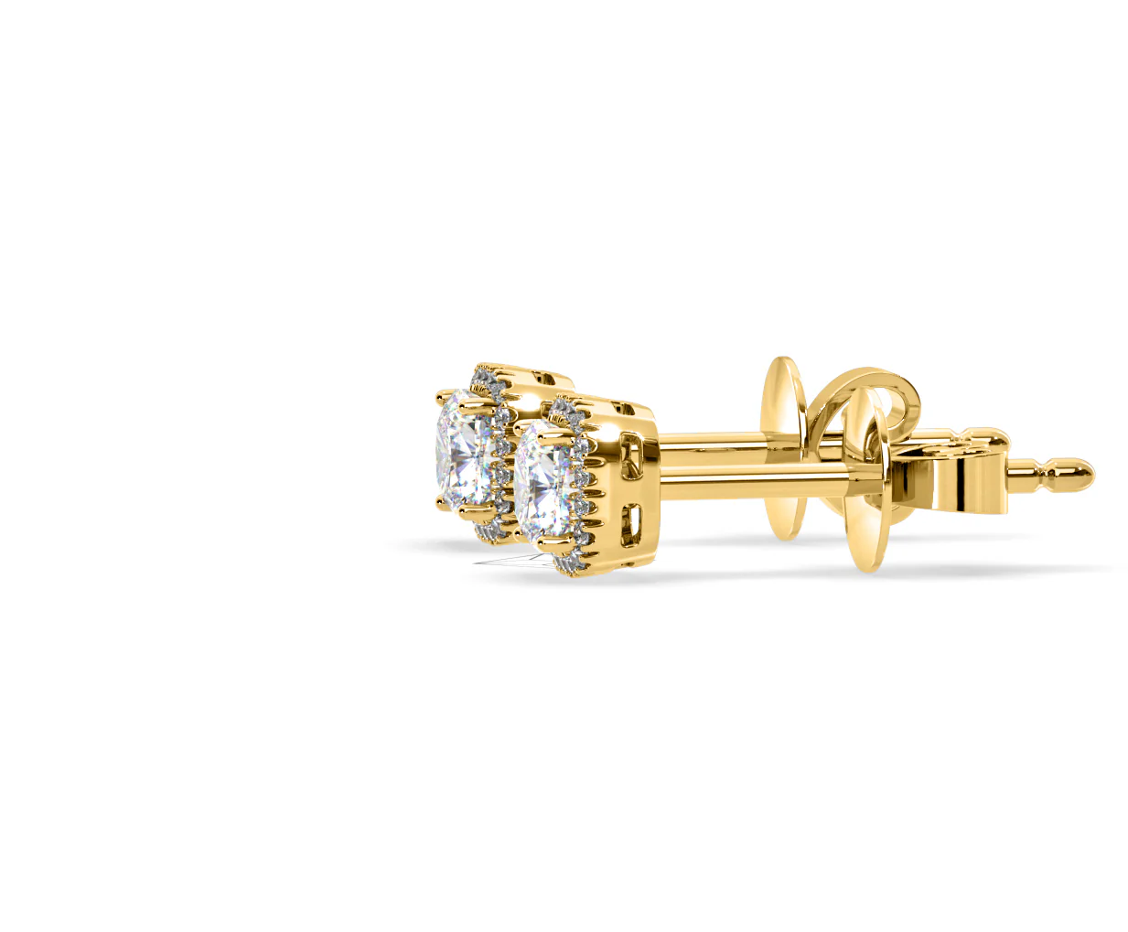 Beatrice Cushion Cut Lab Diamond Halo Earrings 2.45ct in 18K Yellow Gold F/VS1 - Image 24