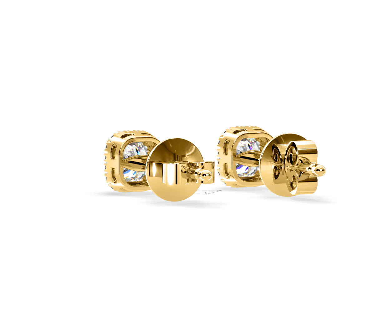 Beatrice Cushion Cut Lab Diamond Halo Earrings 2.45ct in 18K Yellow Gold F/VS1 - Image 41
