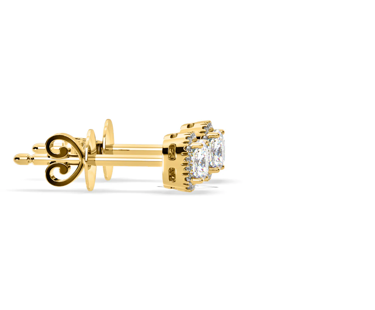 Beatrice Cushion Cut Lab Diamond Halo Earrings 2.45ct in 18K Yellow Gold F/VS1 - Image 68