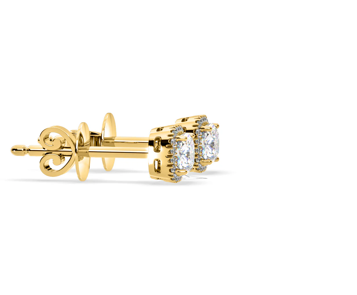 Beatrice Cushion Cut Lab Diamond Halo Earrings 2.45ct in 18K Yellow Gold F/VS1 - Image 69