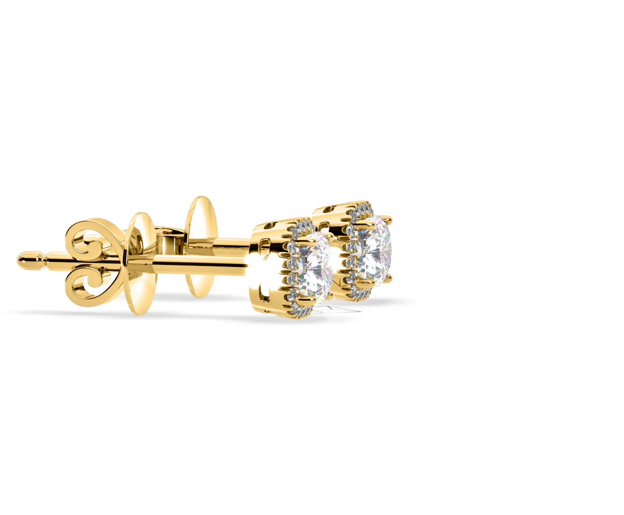Beatrice Cushion Cut Lab Diamond Halo Earrings 2.45ct in 18K Yellow Gold F/VS1 - Image 70