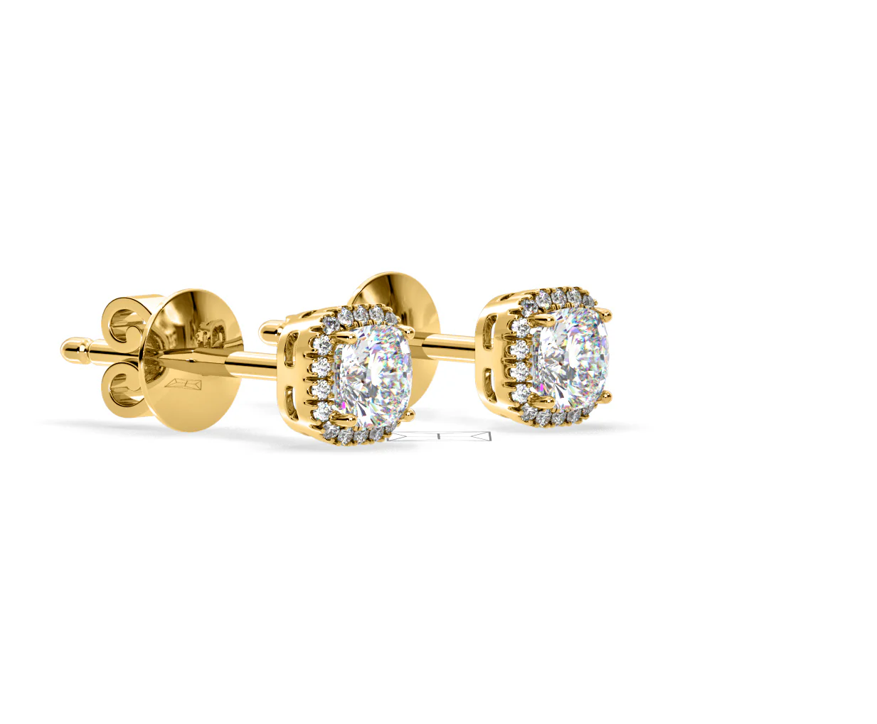 Beatrice Cushion Cut Lab Diamond Halo Earrings 2.45ct in 18K Yellow Gold F/VS1 - Image 76