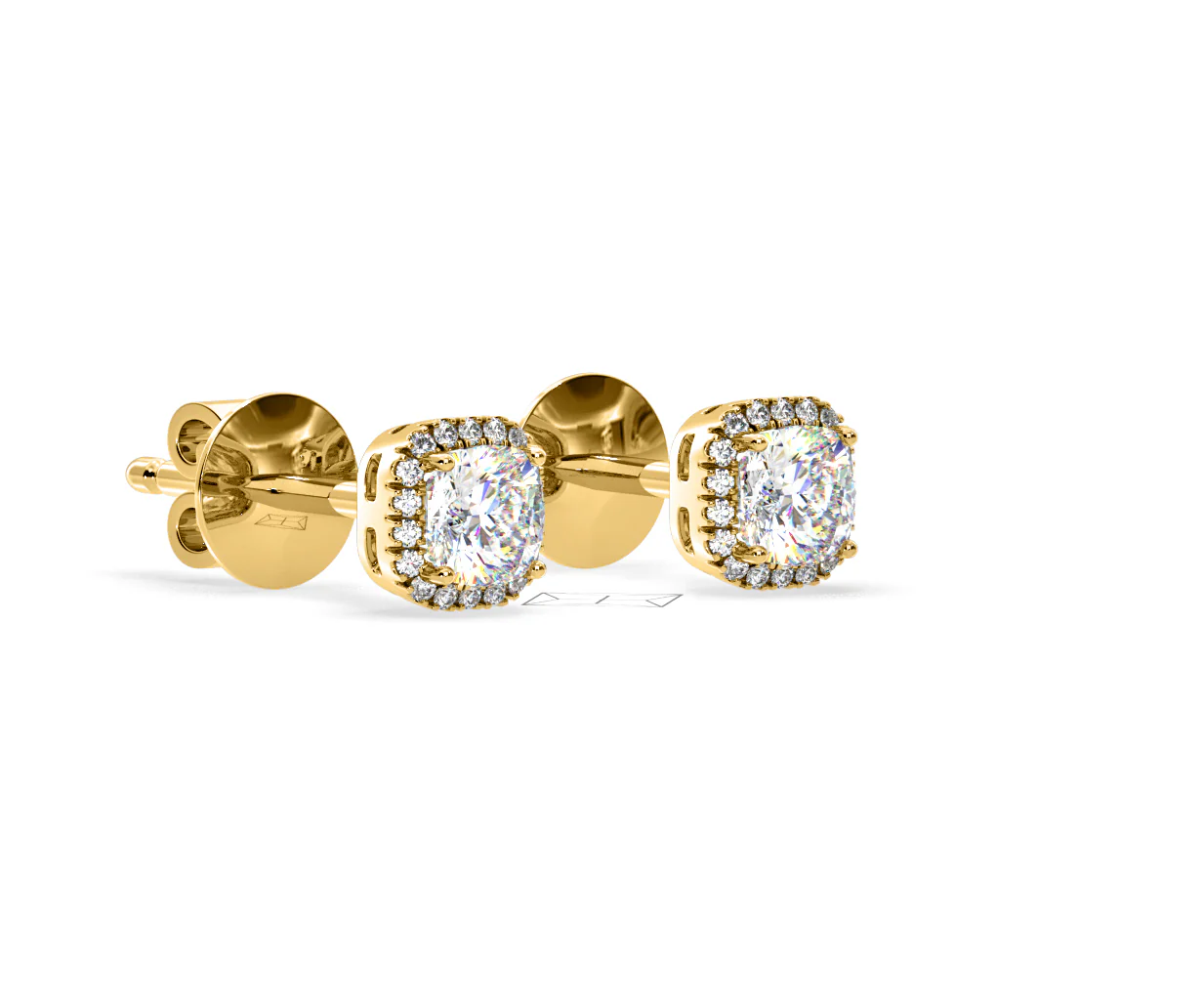 Beatrice Cushion Cut Lab Diamond Halo Earrings 2.45ct in 18K Yellow Gold F/VS1 - Image 78