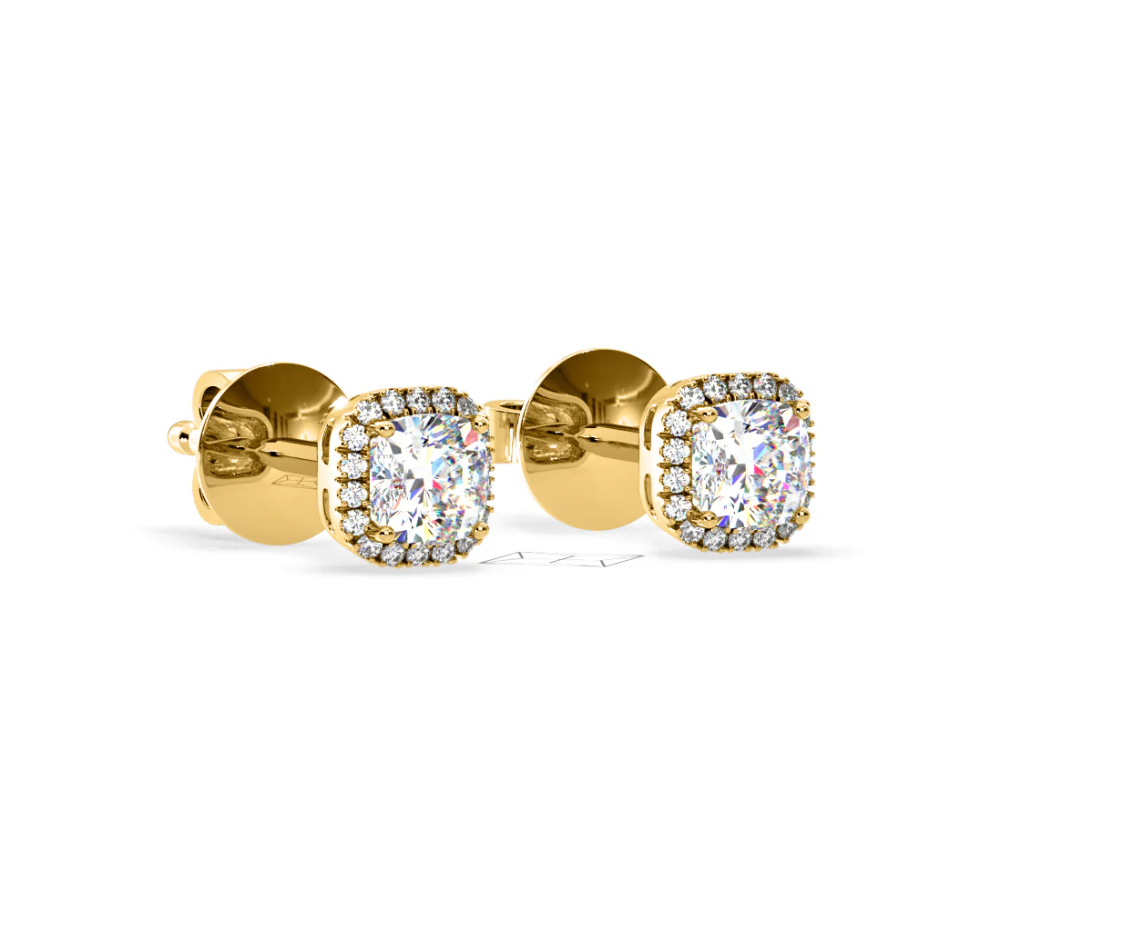 Beatrice Cushion Cut Lab Diamond Halo Earrings 2.45ct in 18K Yellow Gold F/VS1 - Image 80