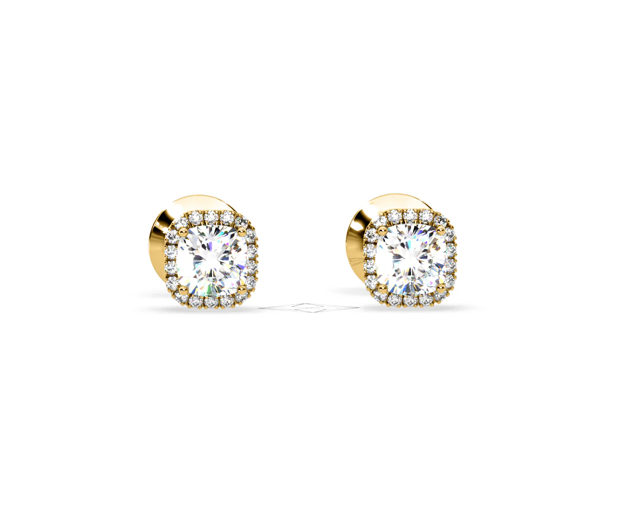 Beatrice Cushion Cut Lab Diamond Halo Earrings 2.45ct in 18K Yellow Gold F/VS1 - Image 85
