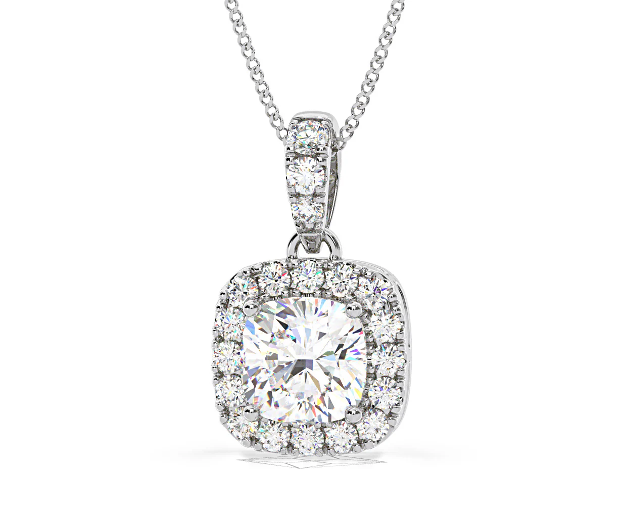Beatrice Cushion Cut Lab Diamond Pendant Necklace 0.70ct in 18K White Gold F/VS1 - Image 10