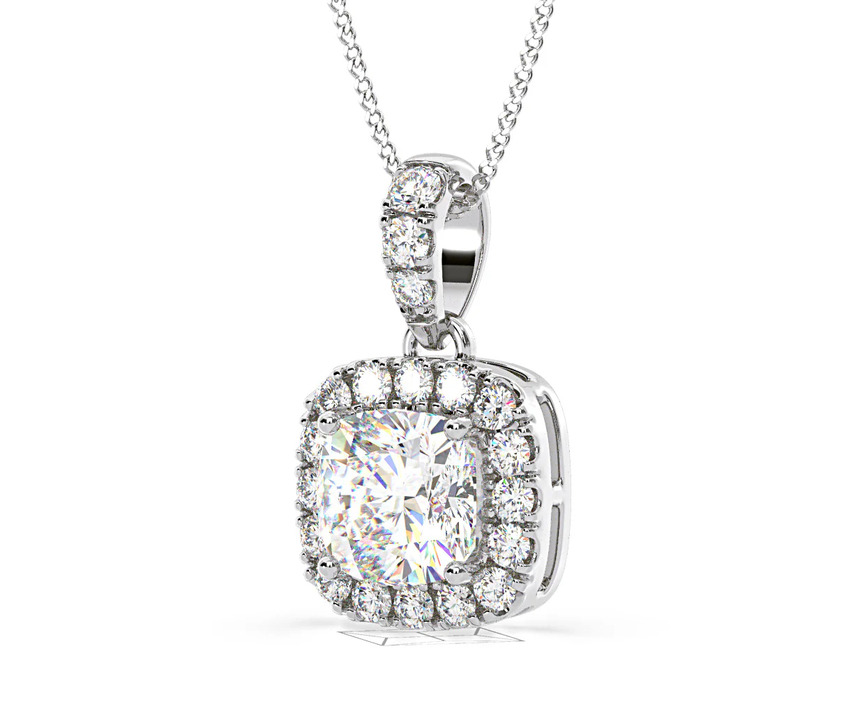 Beatrice Cushion Cut Lab Diamond Pendant Necklace 0.70ct in 18K White Gold F/VS1 - Image 14
