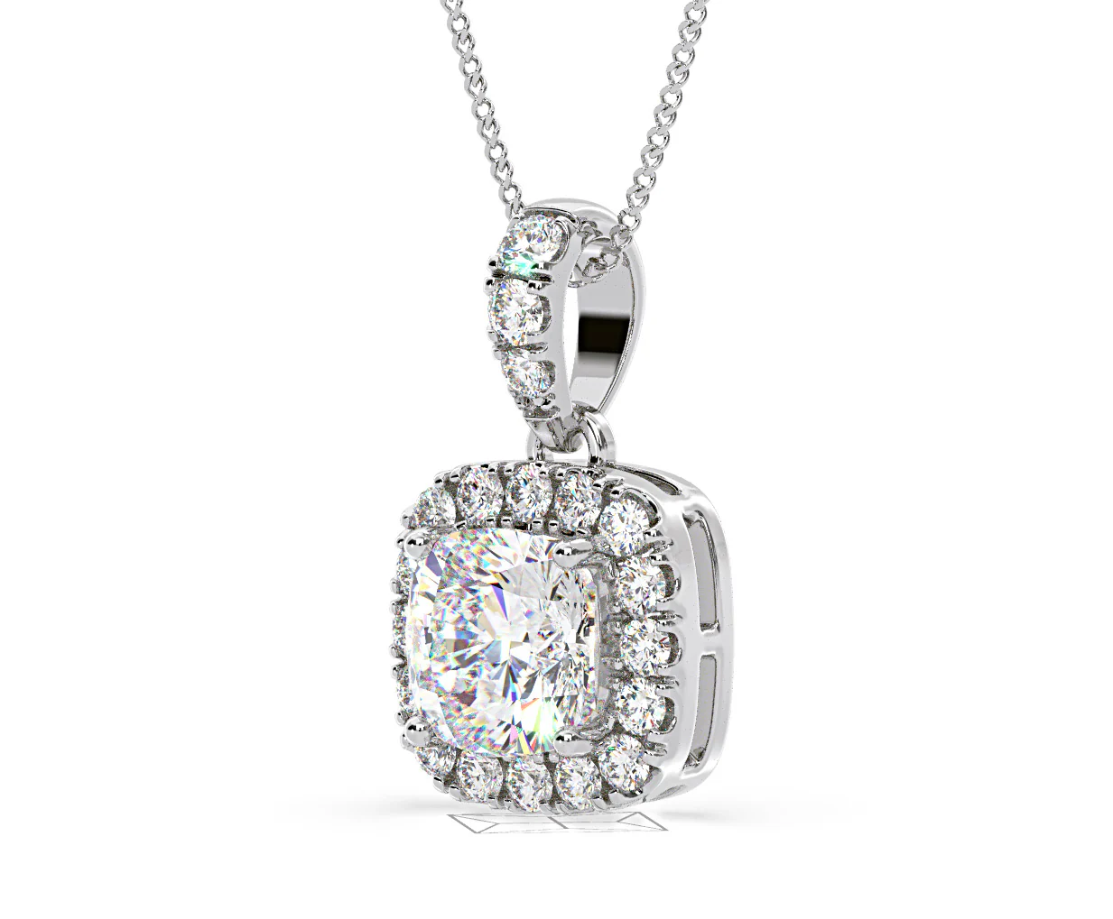 Beatrice Cushion Cut Lab Diamond Pendant Necklace 0.70ct in 18K White Gold F/VS1 - Image 16
