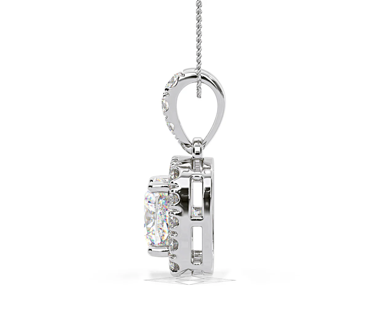 Beatrice Cushion Cut Lab Diamond Pendant Necklace 0.70ct in 18K White Gold F/VS1 - Image 28