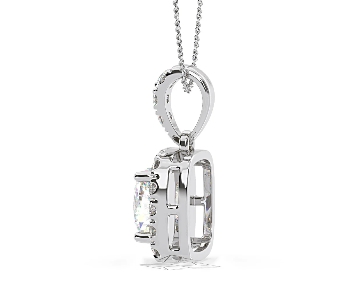 Beatrice Cushion Cut Lab Diamond Pendant Necklace 0.70ct in 18K White Gold F/VS1 - Image 31