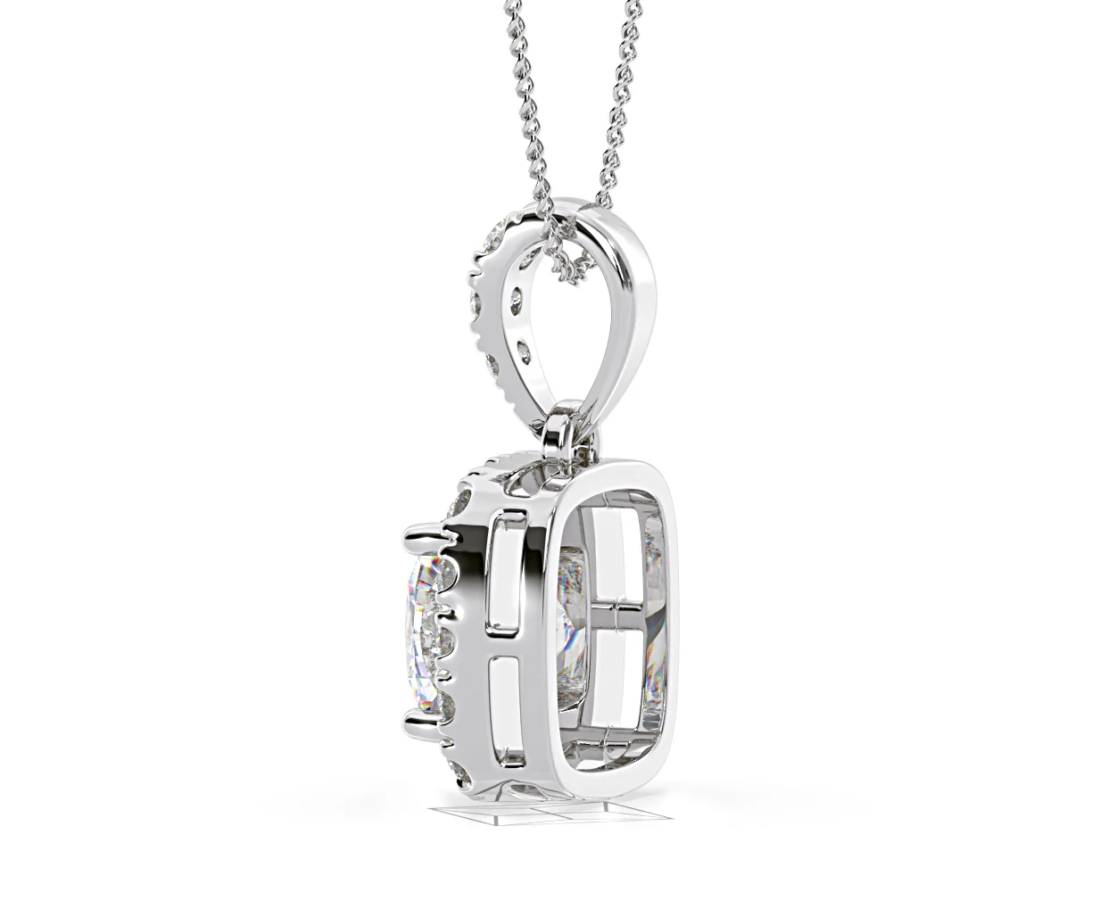 Beatrice Cushion Cut Lab Diamond Pendant Necklace 0.70ct in 18K White Gold F/VS1 - Image 33
