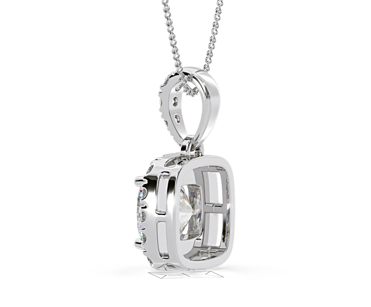 Beatrice Cushion Cut Lab Diamond Pendant Necklace 0.70ct in 18K White Gold F/VS1 - Image 35