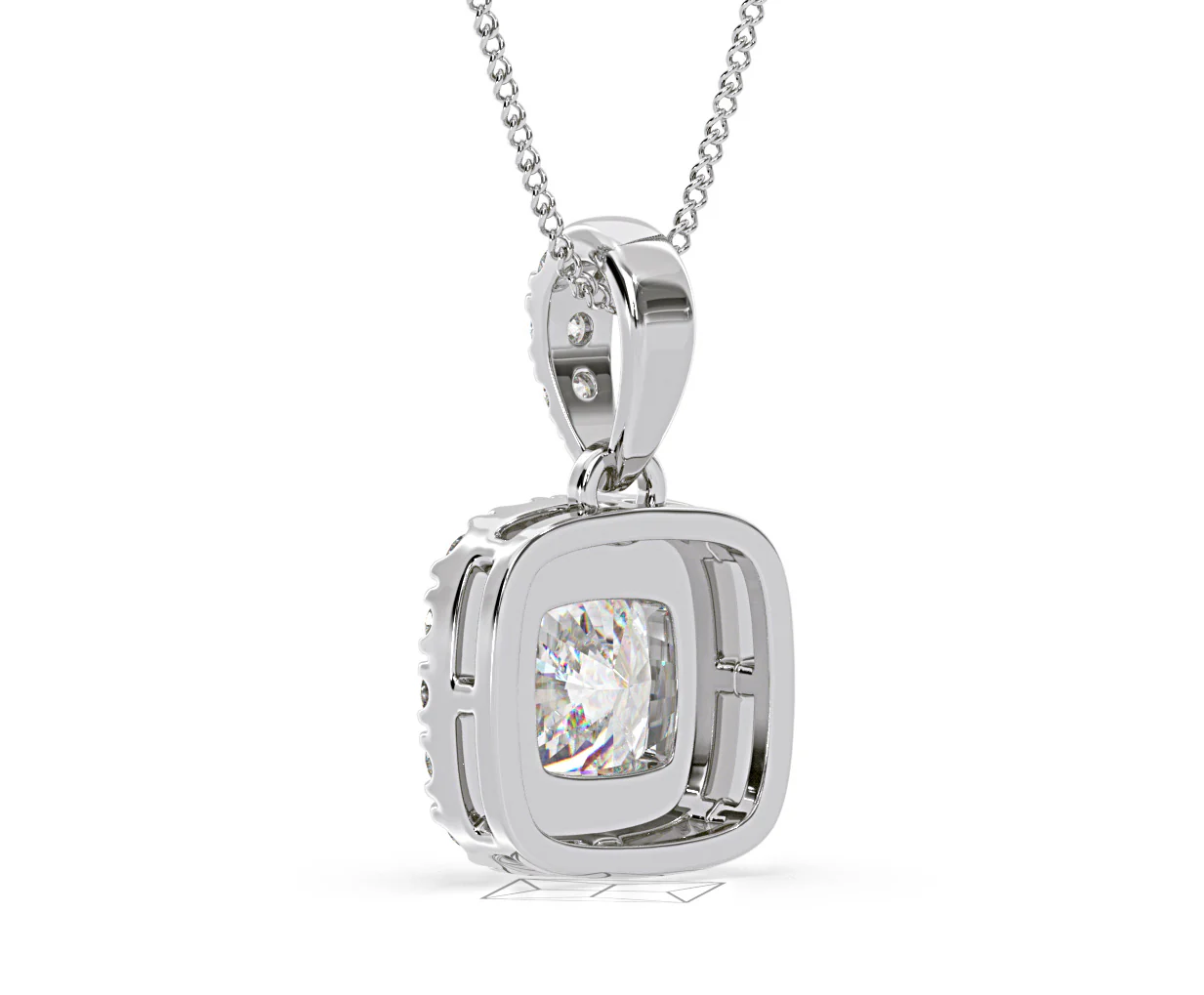 Beatrice Cushion Cut Lab Diamond Pendant Necklace 0.70ct in 18K White Gold F/VS1 - Image 40