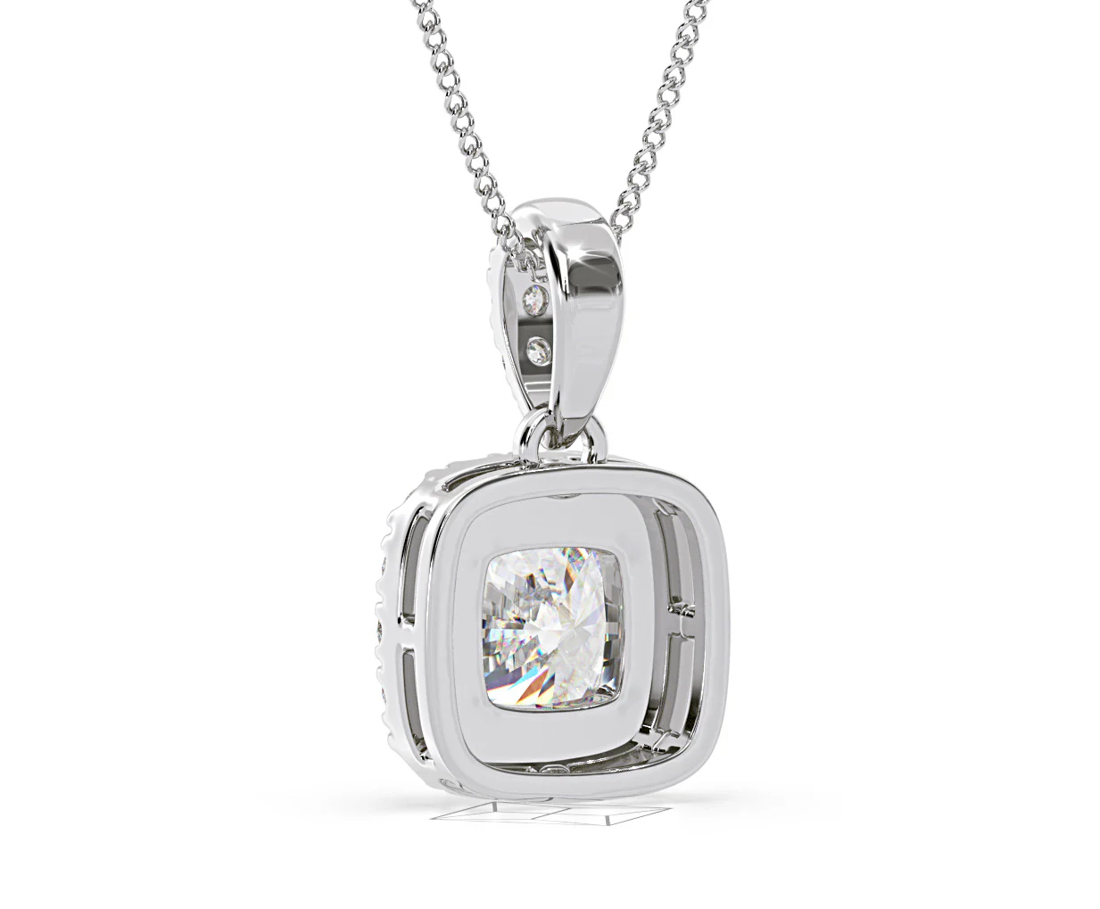 Beatrice Cushion Cut Lab Diamond Pendant Necklace 0.70ct in 18K White Gold F/VS1 - Image 42