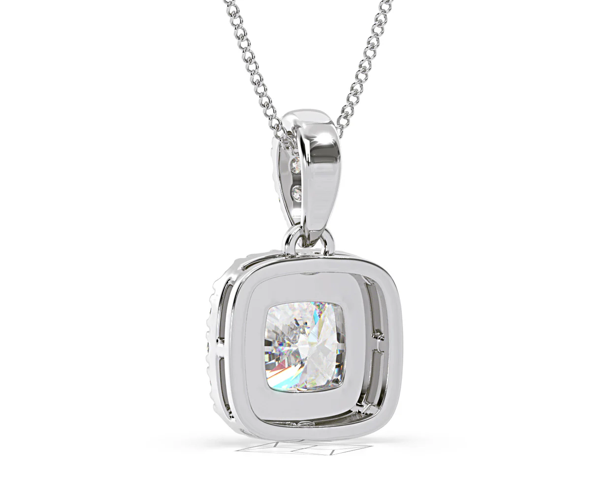Beatrice Cushion Cut Lab Diamond Pendant Necklace 0.70ct in 18K White Gold F/VS1 - Image 43