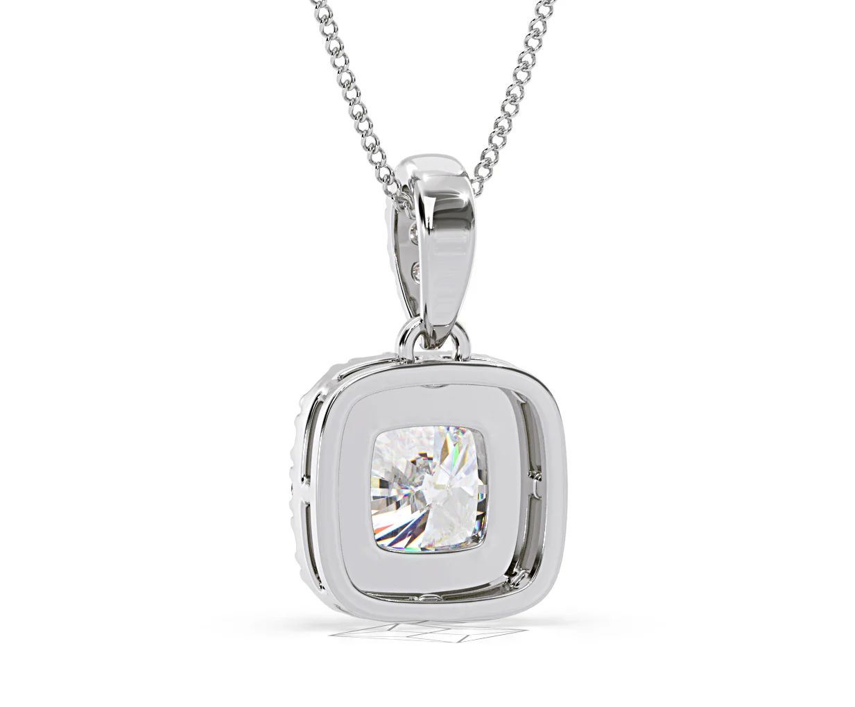 Beatrice Cushion Cut Lab Diamond Pendant Necklace 0.70ct in 18K White Gold F/VS1 - Image 44