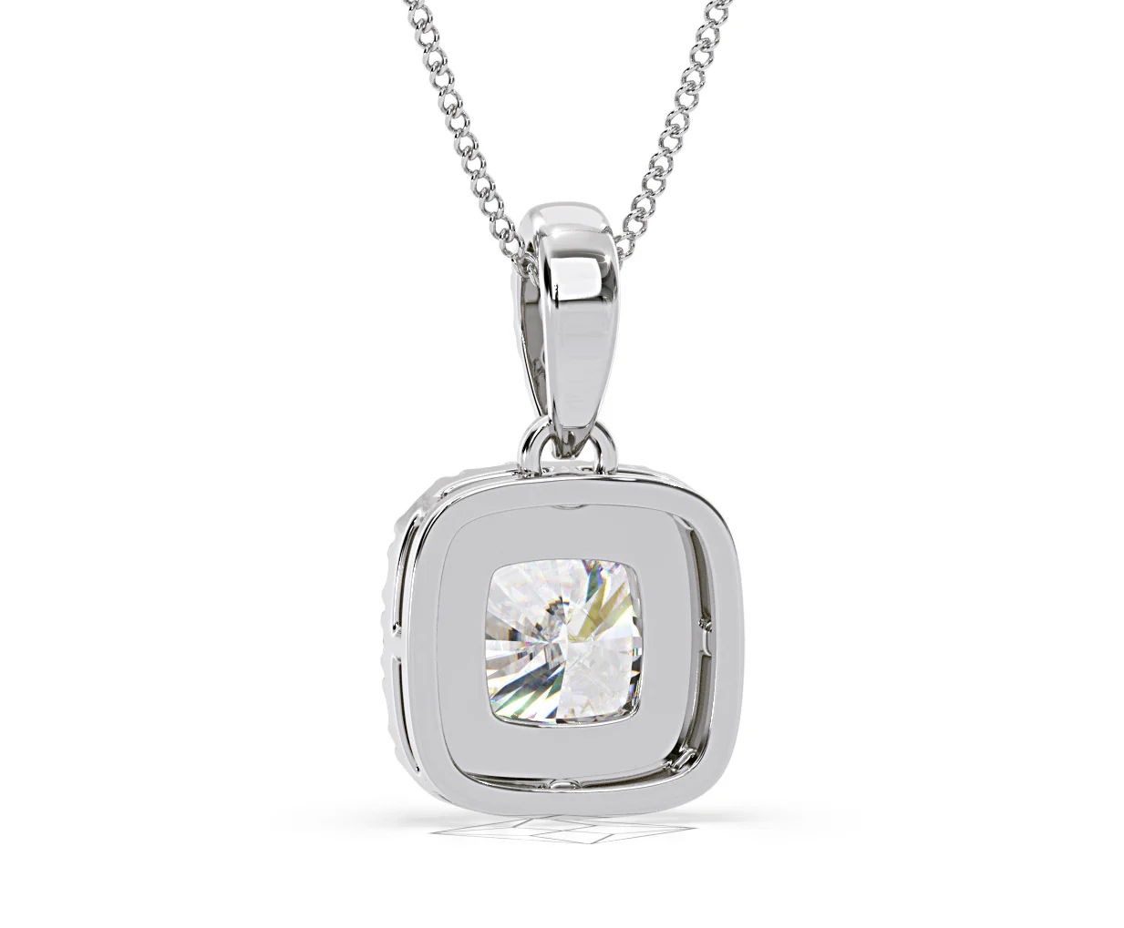 Beatrice Cushion Cut Lab Diamond Pendant Necklace 0.70ct in 18K White Gold F/VS1 - Image 45
