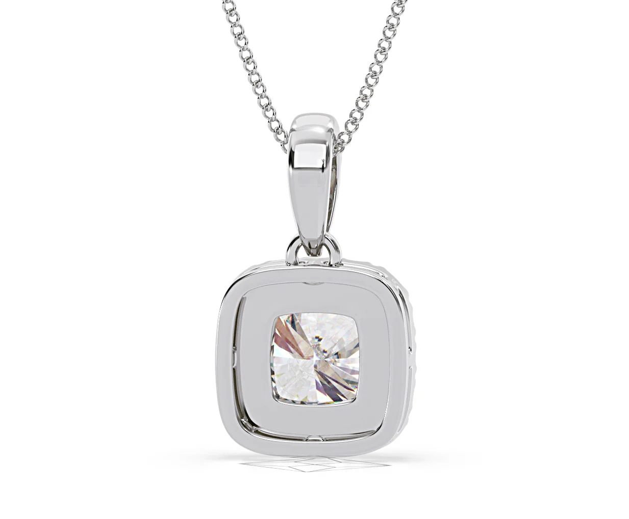 Beatrice Cushion Cut Lab Diamond Pendant Necklace 0.70ct in 18K White Gold F/VS1 - Image 49