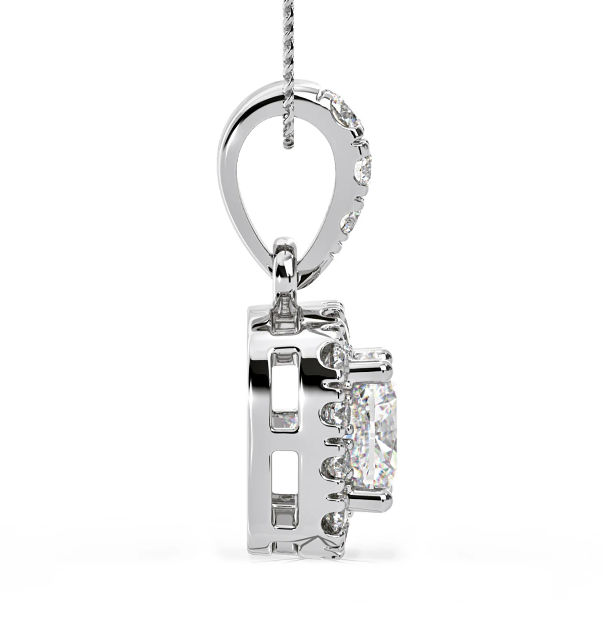 Beatrice Cushion Cut Lab Diamond Pendant Necklace 0.70ct in 18K White Gold F/VS1 - Image 5