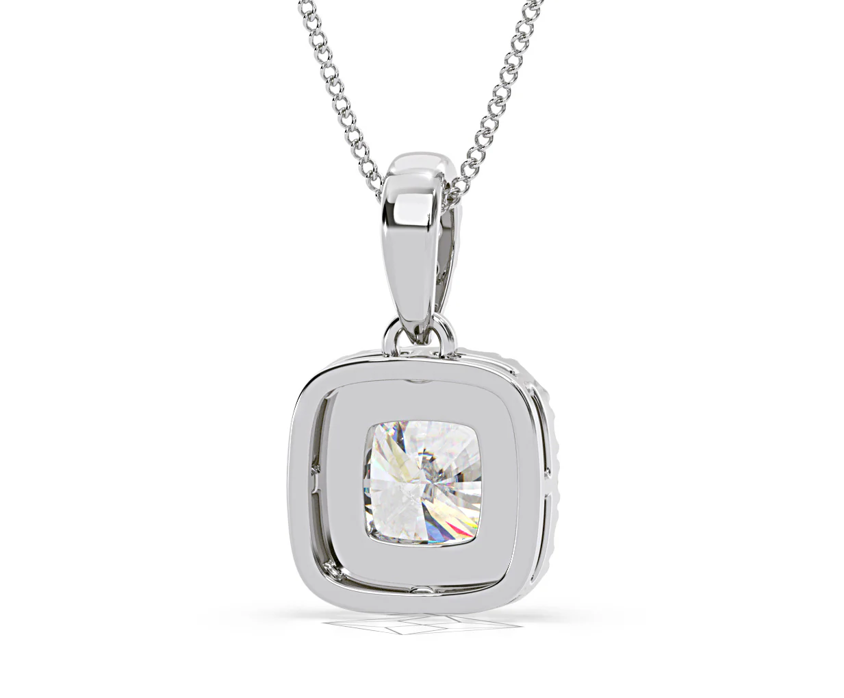 Beatrice Cushion Cut Lab Diamond Pendant Necklace 0.70ct in 18K White Gold F/VS1 - Image 50