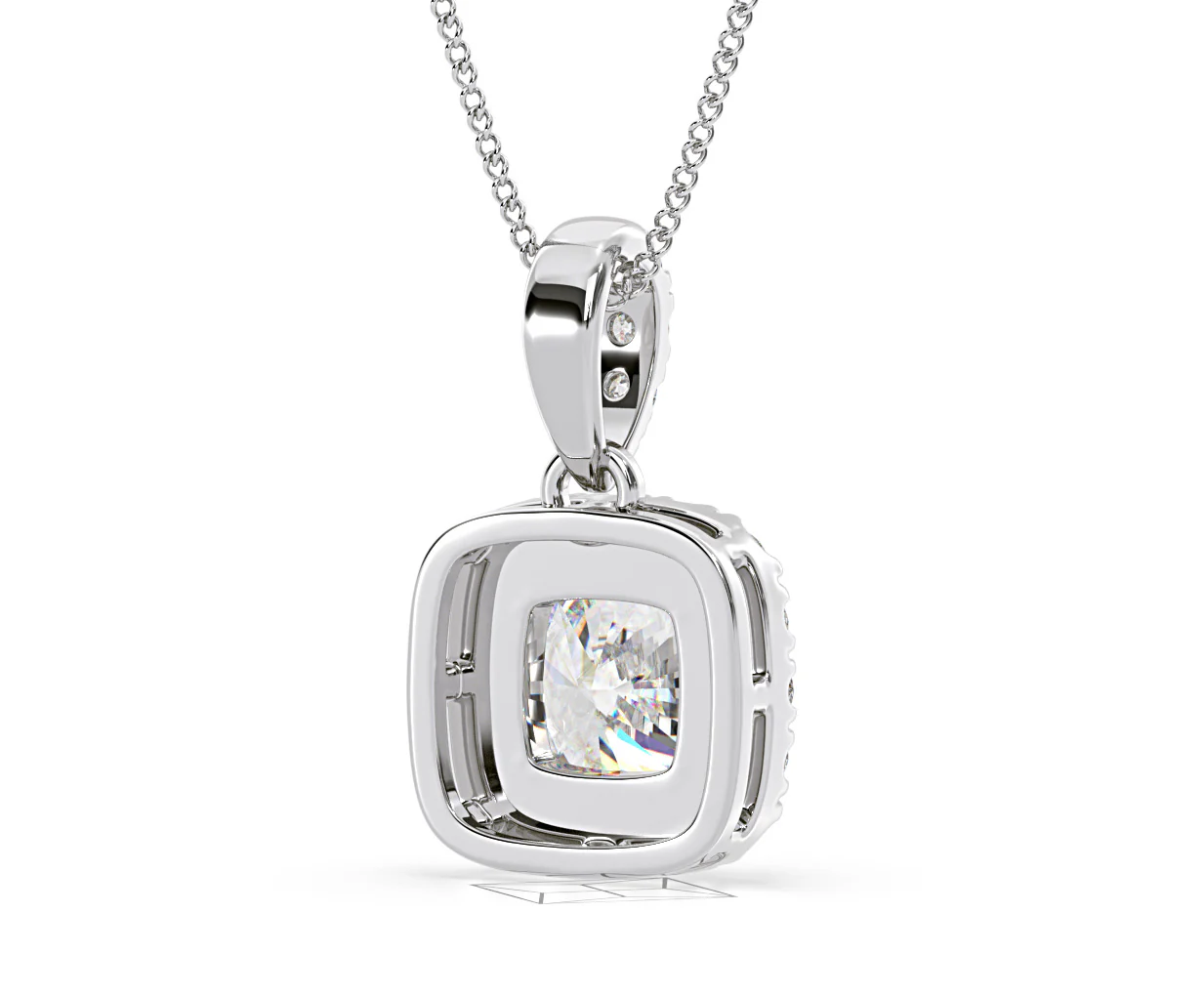 Beatrice Cushion Cut Lab Diamond Pendant Necklace 0.70ct in 18K White Gold F/VS1 - Image 53