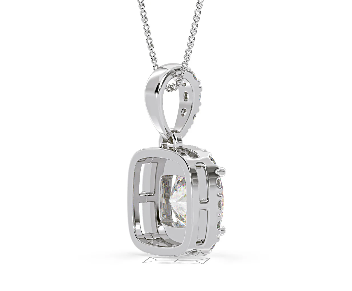 Beatrice Cushion Cut Lab Diamond Pendant Necklace 0.70ct in 18K White Gold F/VS1 - Image 59