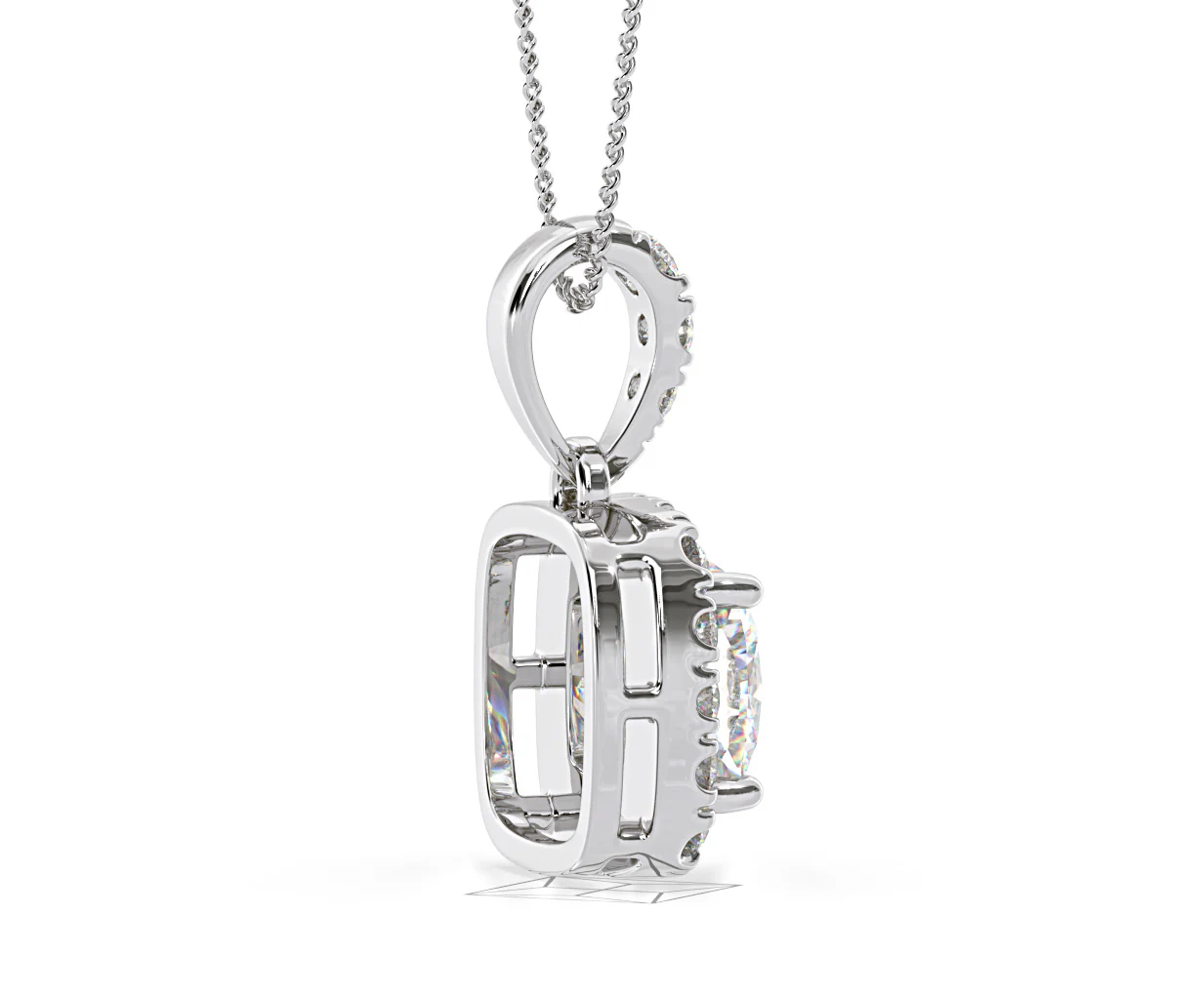Beatrice Cushion Cut Lab Diamond Pendant Necklace 0.70ct in 18K White Gold F/VS1 - Image 63