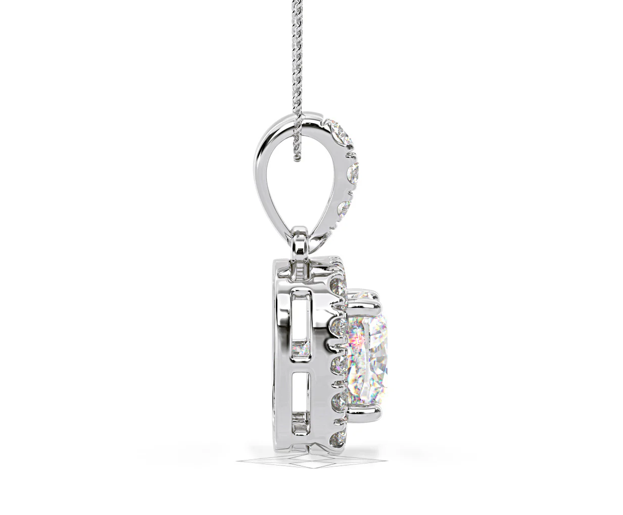 Beatrice Cushion Cut Lab Diamond Pendant Necklace 0.70ct in 18K White Gold F/VS1 - Image 67