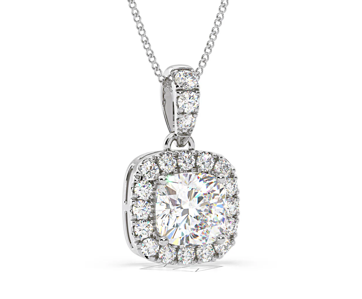 Beatrice Cushion Cut Lab Diamond Pendant Necklace 0.70ct in 18K White Gold F/VS1 - Image 83