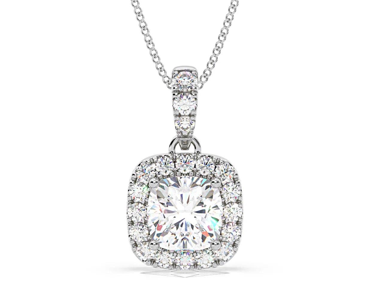 Beatrice Cushion Cut Lab Diamond Pendant Necklace 0.70ct in 18K White Gold F/VS1 - Image 87