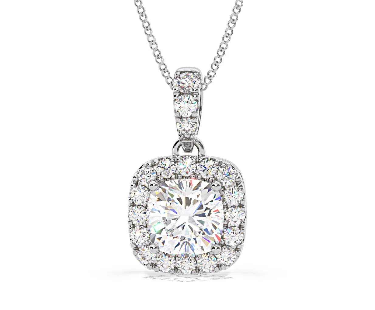Beatrice Cushion Cut Lab Diamond Pendant Necklace 0.70ct in 18K White Gold F/VS1 - Image 9