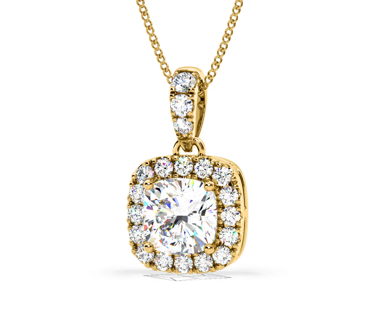 Beatrice Cushion Cut Lab Diamond Pendant Necklace 0.70ct in 18K Yellow Gold F/VS1 - Image 11