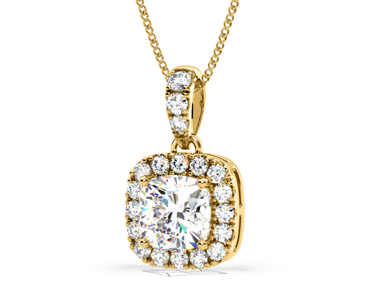 Beatrice Cushion Cut Lab Diamond Pendant Necklace 0.70ct in 18K Yellow Gold F/VS1 - Image 12
